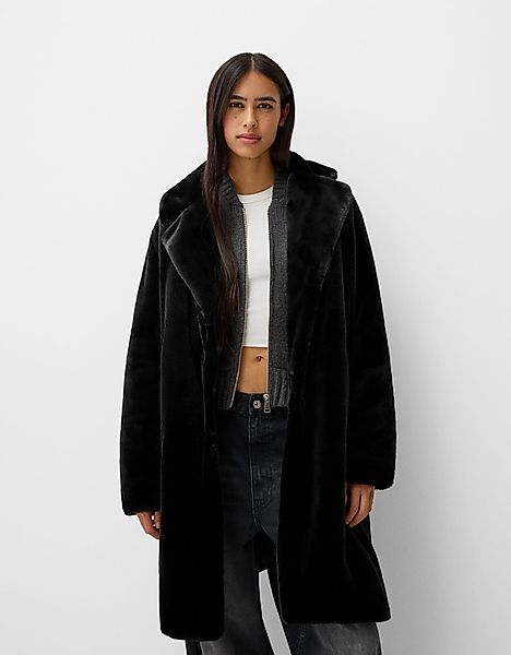 Bershka Mantel Aus Kunstfell Damen L Schwarz günstig online kaufen