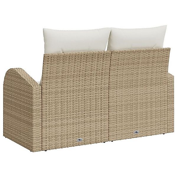 vidaXL Loungesofa 2-Sitzer Garten Sofa mit Stauraum & Kissen Beige Poly-Rat günstig online kaufen