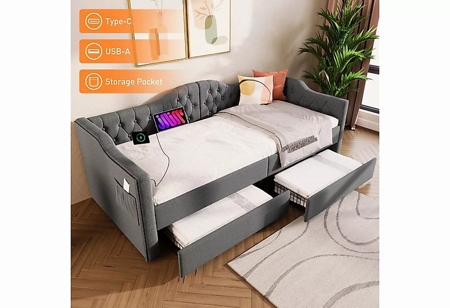 OKWISH Daybett Tagesbett Schlafsofa (90x190cm), mit USB Type C Ladefunktion günstig online kaufen