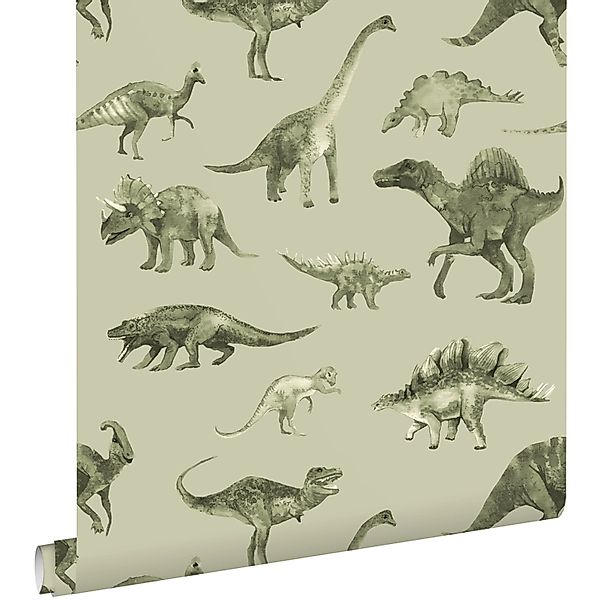 ESTAhome Tapete Dinosaurier Grün 50 x 900 cm günstig online kaufen