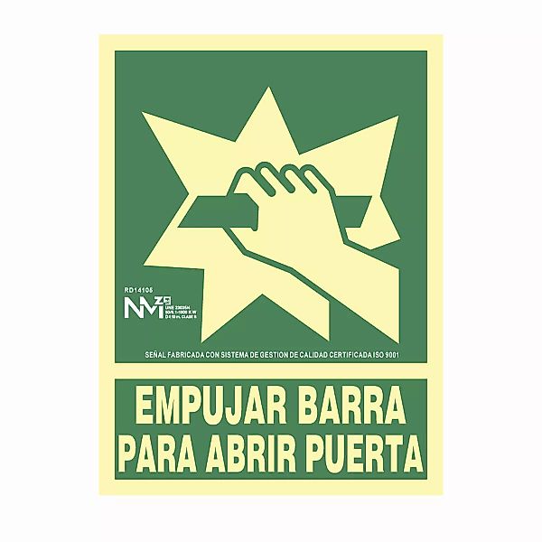 Schild Normaluz Empujar Barra Para Abrir Puerta Pvc (22,4 X 30 Cm) günstig online kaufen