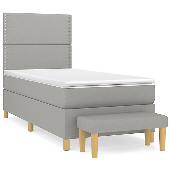 vidaXL Boxspringbett mit Matratze Hellgrau 90x200 cm Stoff1358305 günstig online kaufen