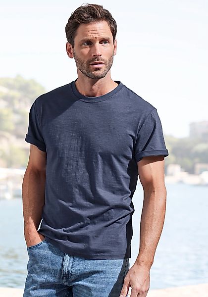 John Devin T-Shirt mit Slub-Garn Struktur aus leichter, strukturierter Baum günstig online kaufen