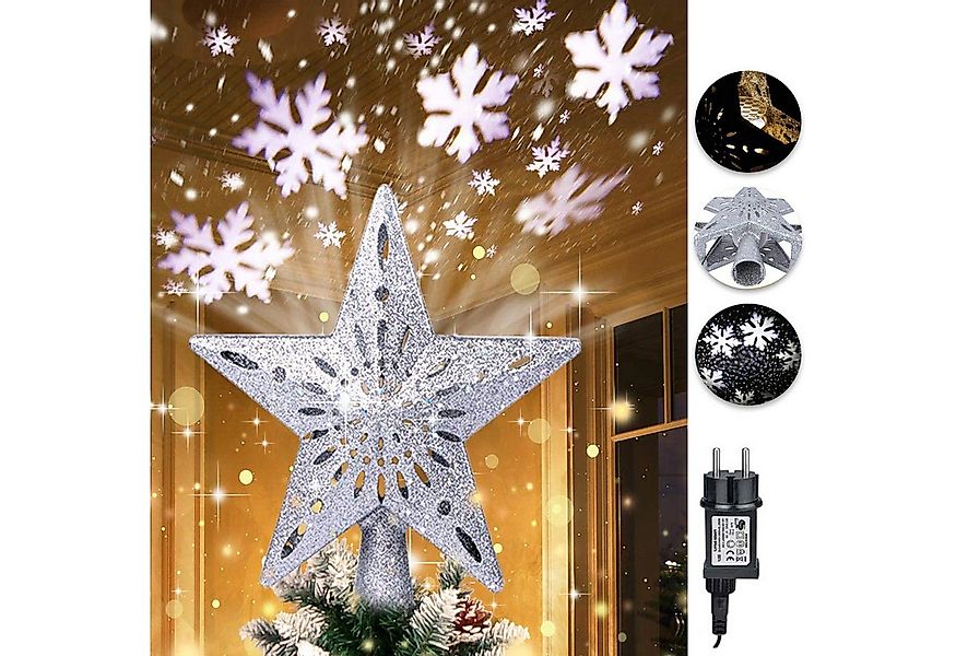 Jibenhome Christbaumspitze Schneeflockenprojektor Stern Baumspitze Christba günstig online kaufen