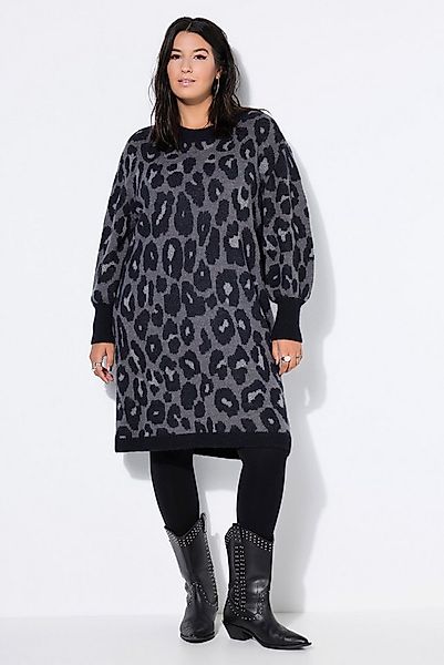 Studio Untold Jerseykleid Strickkleid oversized Leo-Muster Ballonärmel günstig online kaufen