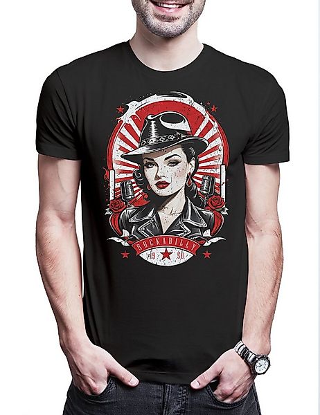 Urban Backwoods Print-Shirt Rockabella Beauty Herren T-Shirt Tattoo Rockabi günstig online kaufen