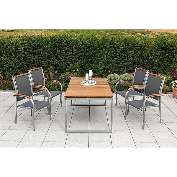 Merxx Siena Set 5-tlg. 6 Stapelsessel Gartentisch Ausziehbar günstig online kaufen
