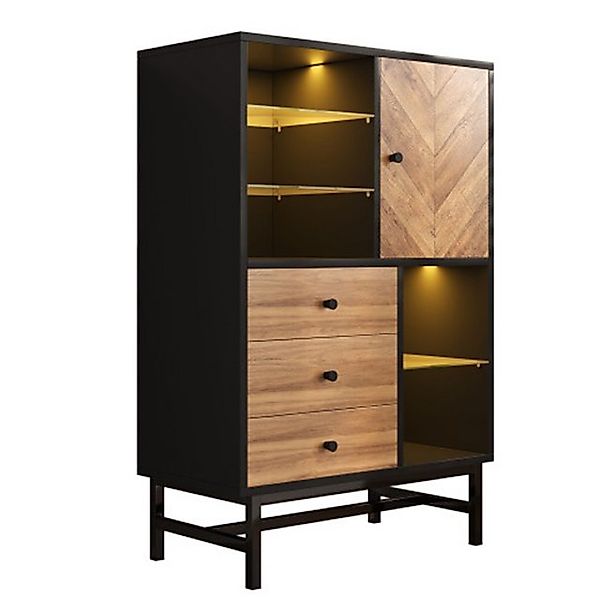 XDeer Vitrine Vitrine,Vitrine mit 12-farbigem LED-Lichtband, Küchenschrank günstig online kaufen