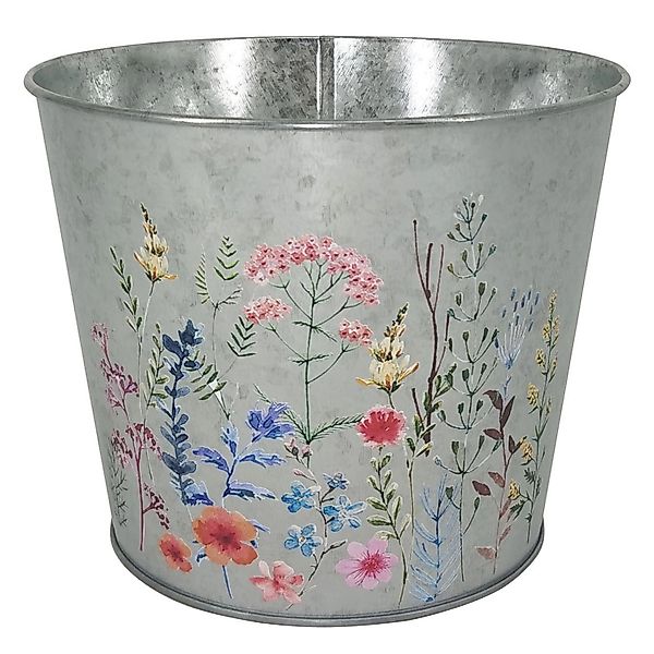 A.H.G.Übertopf Metall Verzinkt Rund Blumenaufdruck Ø 19,5 cm x 15,5 cm Silb günstig online kaufen