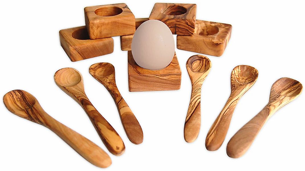 Olivenholz-erleben Eierbecher "Troué mit Eierlöffel aus Olivenholz" besonde günstig online kaufen
