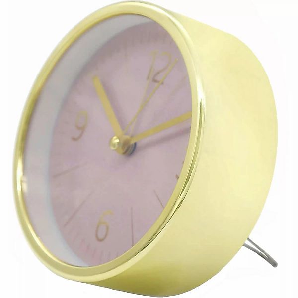 Wall-Art Wecker Ø 11,2 cm Gold-Optik mit Rosa günstig online kaufen