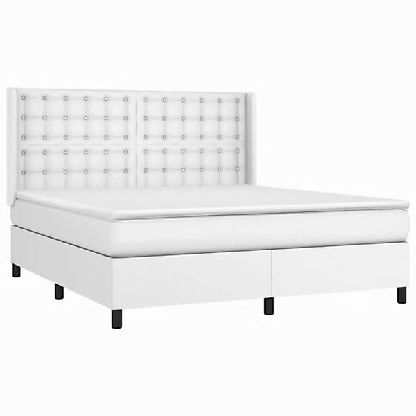 vidaXL Bett Boxspringbett mit Matratze Weiß 180x200 cm Kunstleder günstig online kaufen