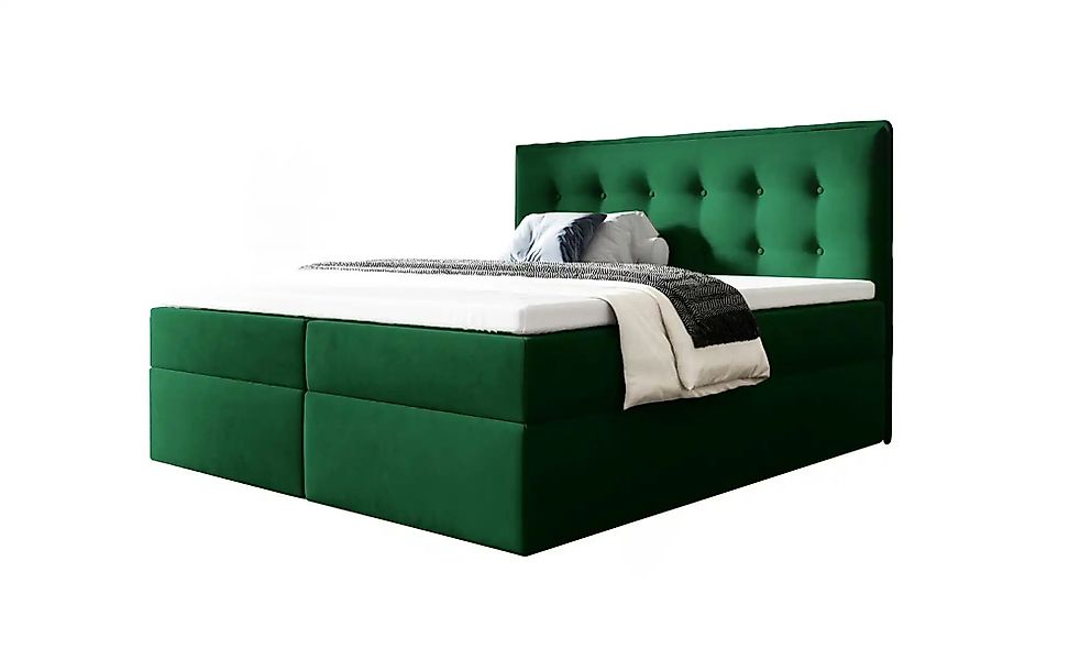 Boxbett 200x200 Grau   ¦ grün ¦ Maße (cm): B: 140 H: 110 Betten > Polsterbe günstig online kaufen