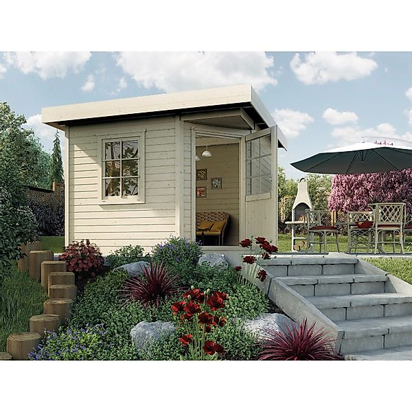 Weka Holz-Gartenhaus Flachdach Unbehandelt 298 cm x 338 cm günstig online kaufen