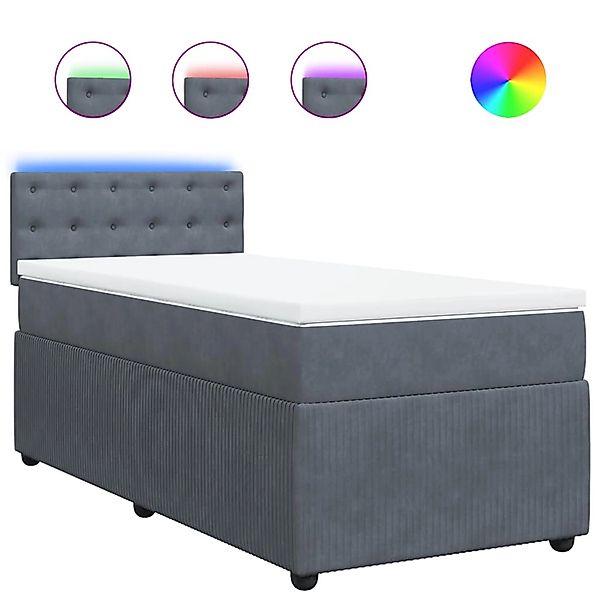 vidaXL Boxspringbett mit Matratze Dunkelgrau 90x190 cm Samt 3289915 günstig online kaufen