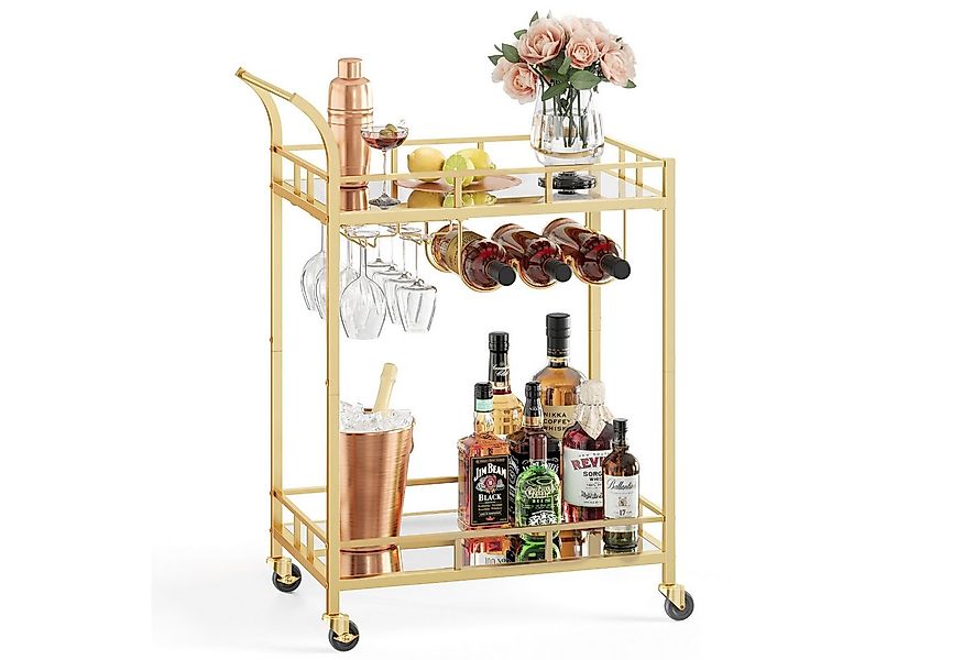 VASAGLE Servierwagen, 2 verspiegelte Glasablagen, Barwagen, 38 x 60 x 90 cm günstig online kaufen