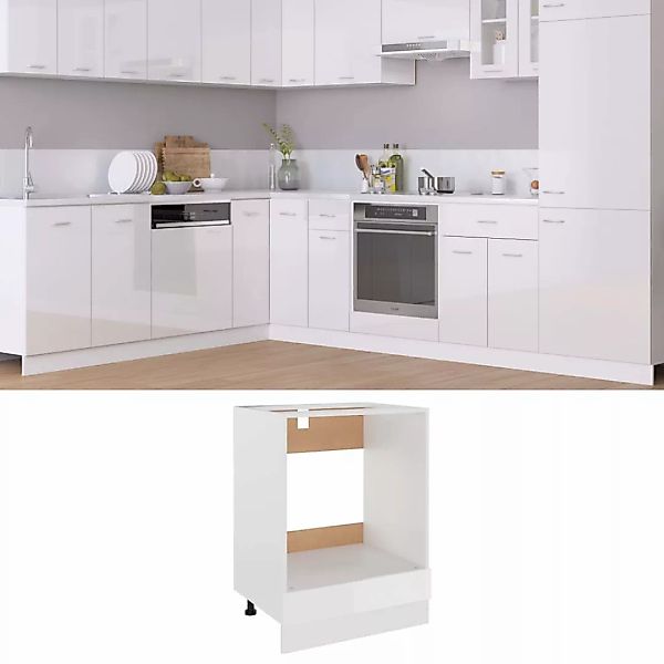 Herdumbauschrank Hochglanz-weiß 60x46x81,5 Cm Spanplatte günstig online kaufen