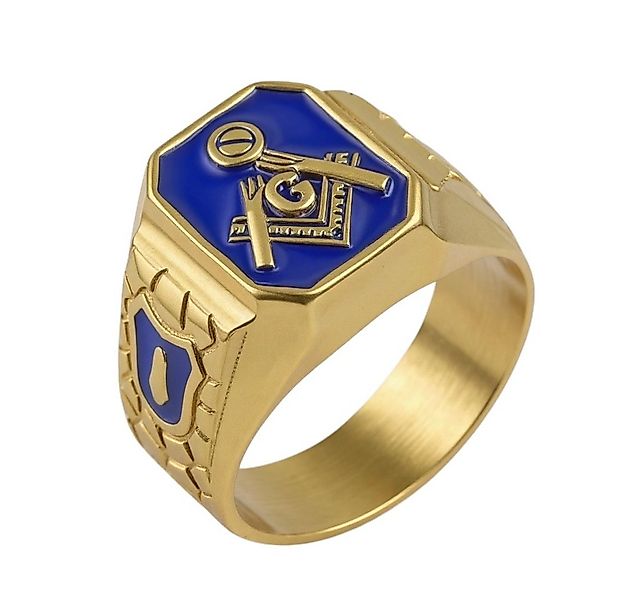 Karisma Schmuck Fingerring Herrenring Edelstahl Emailliert Blau Freimaurer günstig online kaufen