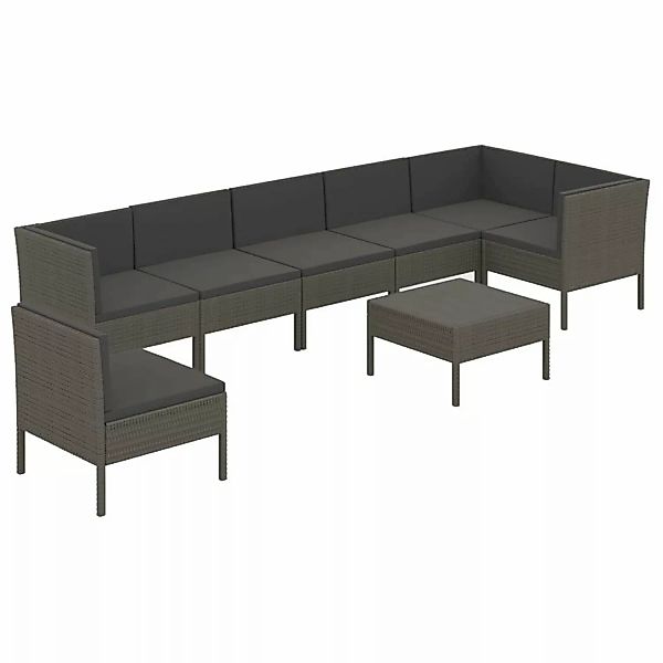 8-tlg. Garten-lounge-set Mit Auflagen Poly Rattan Grau günstig online kaufen