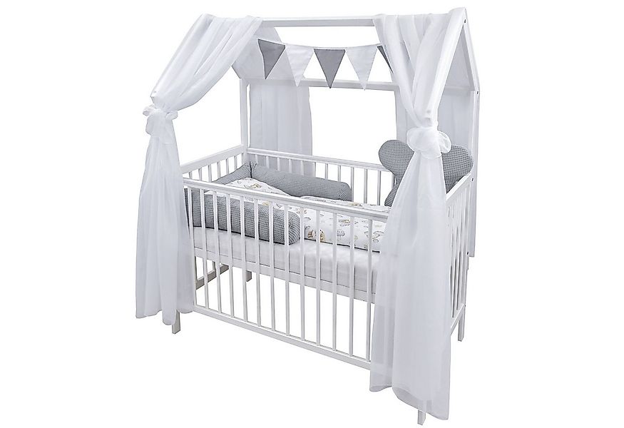 Baby-Delux Komplettbett Hausbett Babybett Komplettset Waffelpique, 12-tlg., günstig online kaufen