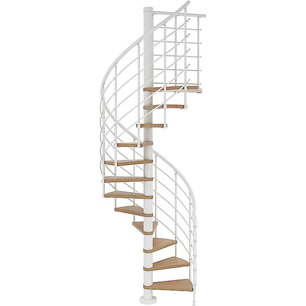 Dolle Spindeltreppe Oslo Ø 160 cm Metallelemente Weiß 14 Stufen Eiche FSC® günstig online kaufen