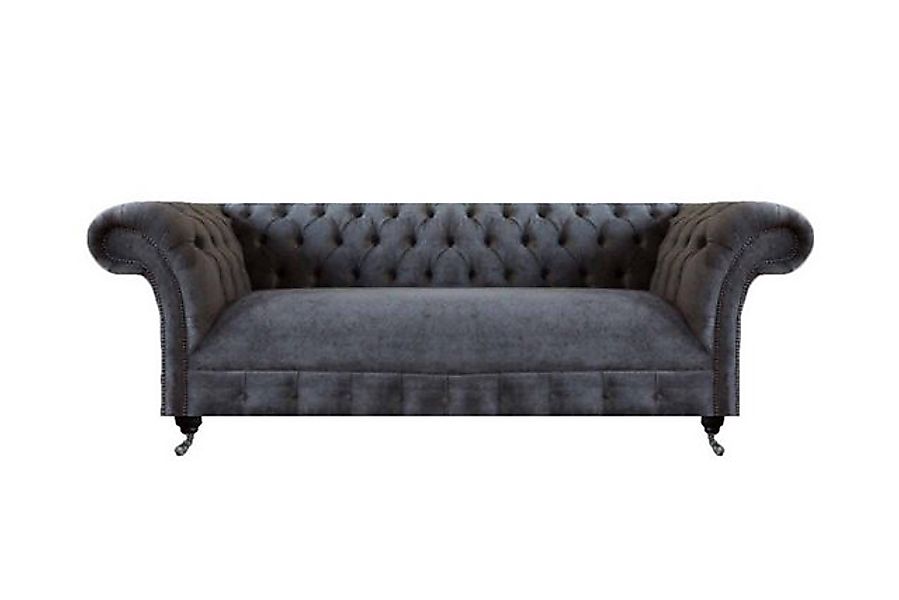 JVmoebel Sofa Dreisitze Sofa Couch Chesterfield Grau Wohnzimmer Polstersofa günstig online kaufen