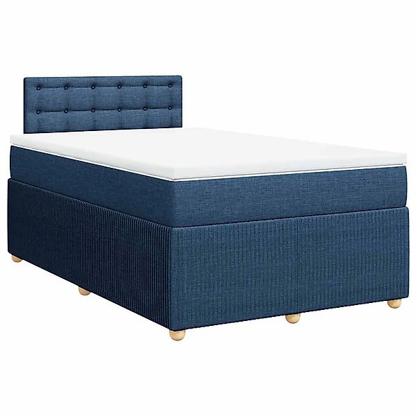 vidaXL Boxspringbett mit Matratze Blau 120x200 cm Stoff 3287443 günstig online kaufen
