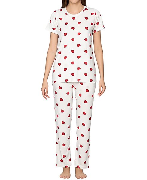 fashionshowcase Pyjama Damen Zweiteiler mit Herzmuster günstig online kaufen