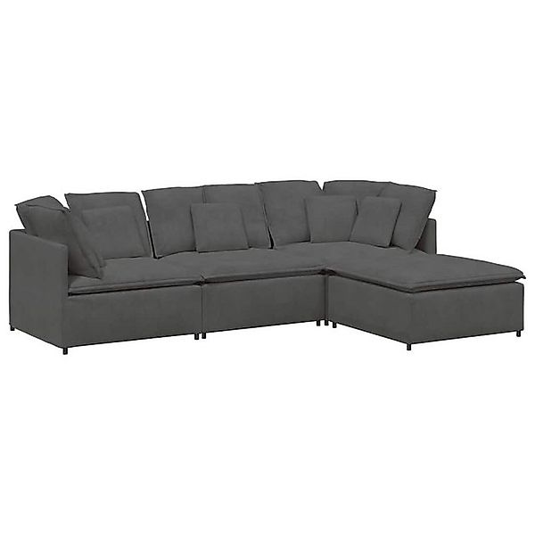 vidaXL Sofa Modulares Sofa mit Fußhocker Kissen Cordstoff Dunkelgrau günstig online kaufen