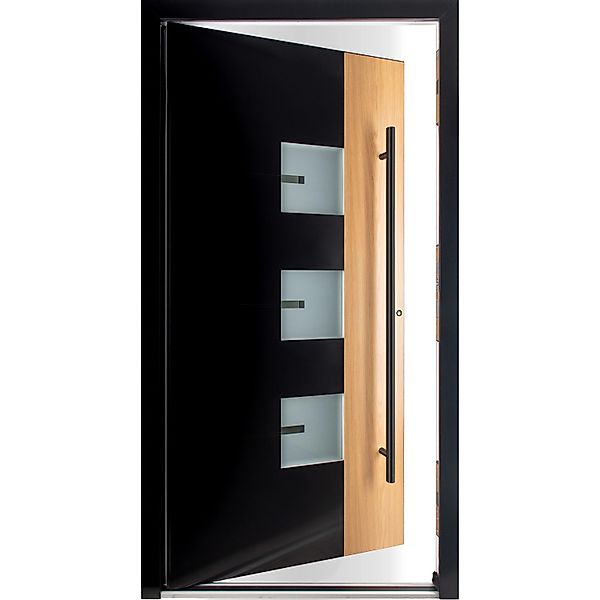 Moderno Haustür M330P Bicolor Wood Schwarz-Eiche Natur 110 cm x 210 cm DIN günstig online kaufen