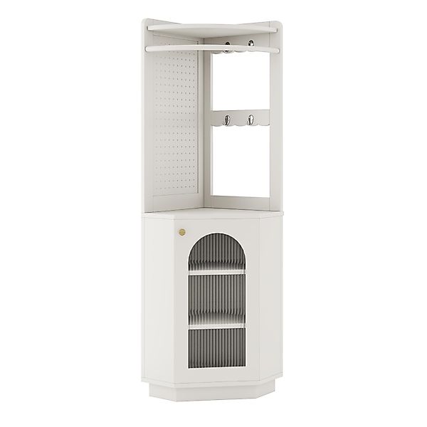 Badezimmerschrank weißer Eckschrank 45x45x166cm mit Lichtleiste Staufach mo günstig online kaufen