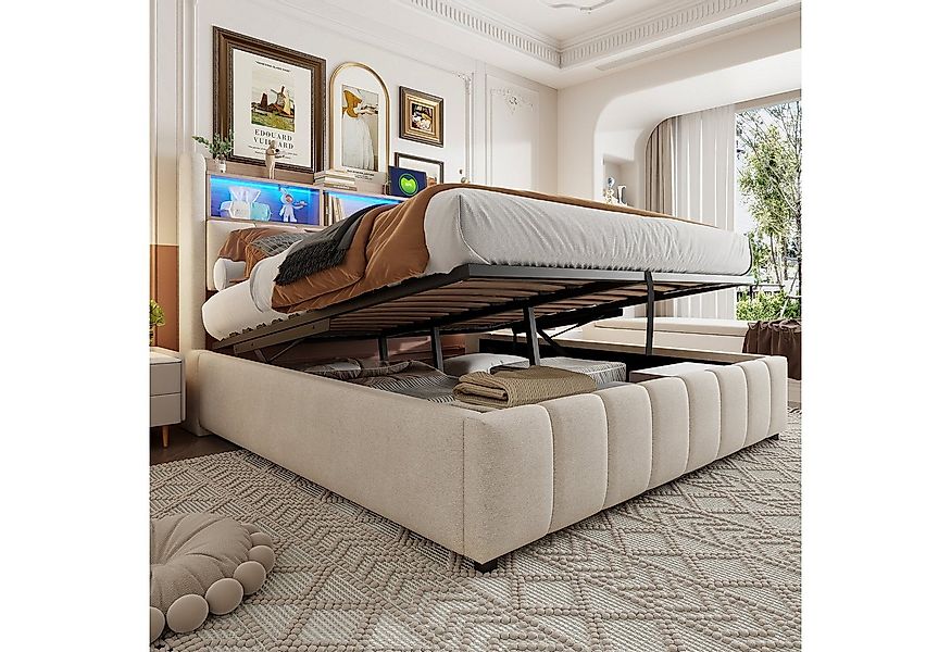 STILVORA Polsterbett 180×200 mit bettkasten,Funktionbett mit LED und USB,St günstig online kaufen