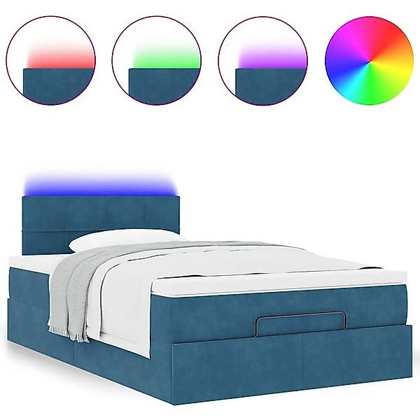 vidaXL Bett Ottomane Bett mit Matratze & LEDs Dunkelblau 120x190 cm Samt günstig online kaufen