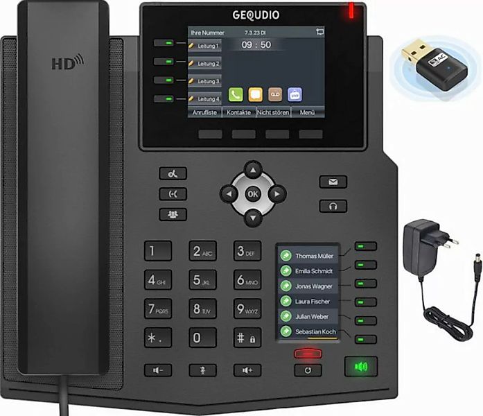 GEQUDIO Kabelgebundenes Telefon (IP Tischtelefon mit Netzteil & WLAN Stick günstig online kaufen