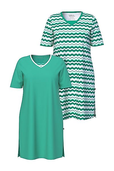 Ulla Popken Bigshirt Bigshirts 2er-Pack Zacken/uni V-Ausschnitt Halbarm (2- günstig online kaufen