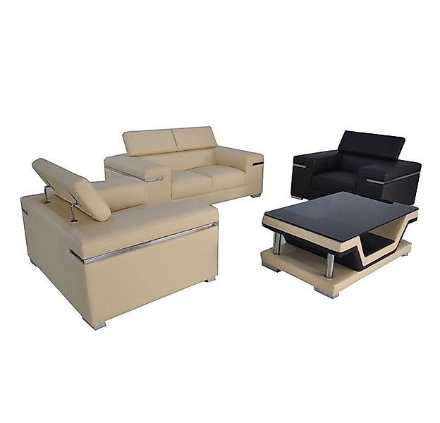 JVmoebel Sofa Leder Modern XXL Couch Wohnlandschaft Garnitur 2+1+1 + Tisch günstig online kaufen