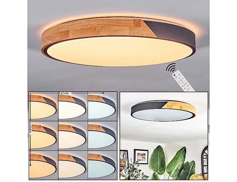hofstein Deckenleuchte Deckenlampe aus Metall/Holz/Kunststoff in Natur/Schw günstig online kaufen