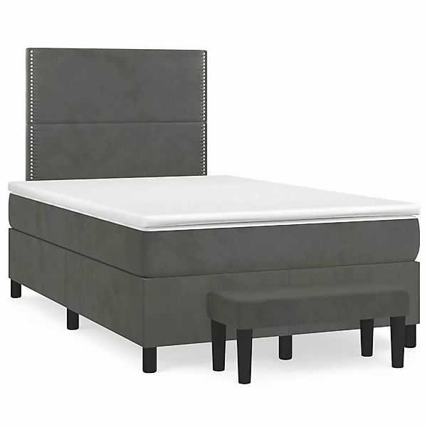 vidaXL Boxspringbett mit Matratze Dunkelgrau 120x200 cm Samt1359492 günstig online kaufen