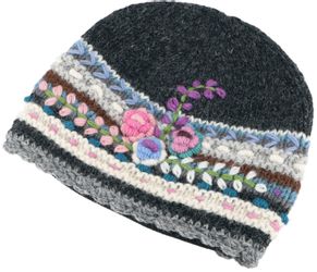 Guru-Shop Strickmütze Farbenfrohe Wollmütze mit aufwendiger.. günstig online kaufen
