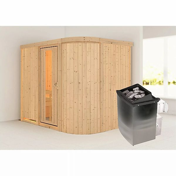 Karibu Sauna Thea mit Ofen integrierte Stg.Natur günstig online kaufen