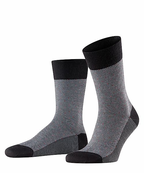 FALKE Sensitive Herringbone Herren Socken, 43-44, Schwarz, AnderesMuster, S günstig online kaufen