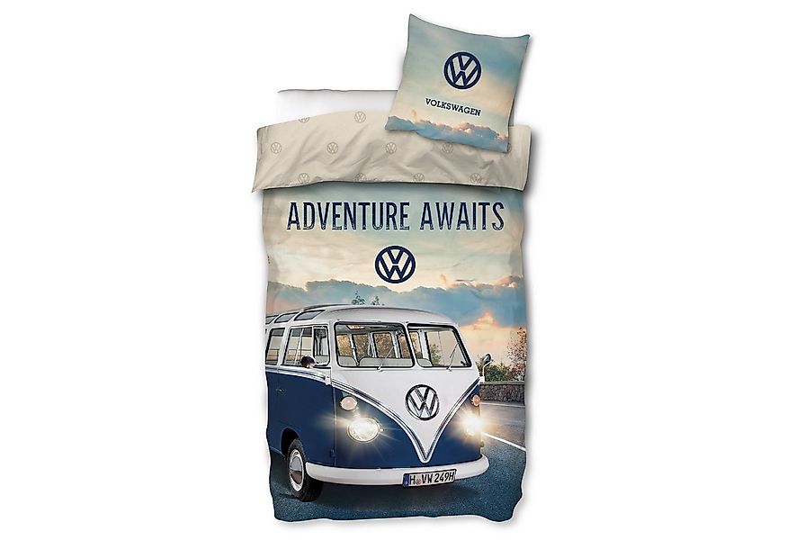 BERONAGE Wendebettwäsche VW Volkswagen Bulli Adventure Bettwäsche Biber / F günstig online kaufen