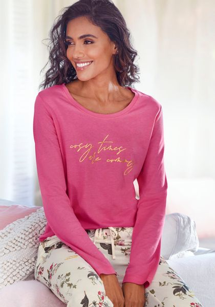 LASCANA Pyjamaoberteil mit Folienprint günstig online kaufen