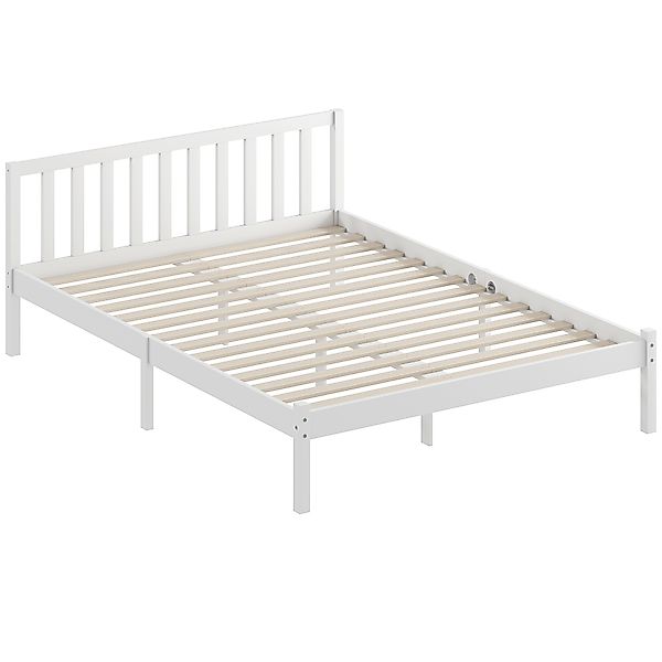 HOMCOM Bettgestell aus Massivholz 140x190 cm Einzelbett mit Kopfteil und st günstig online kaufen
