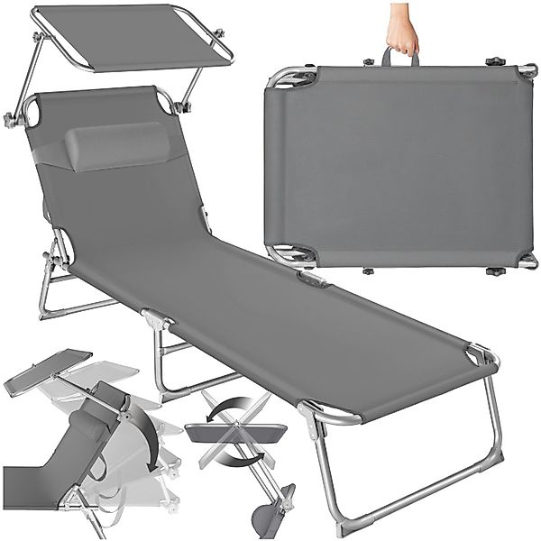 tectake Gartenliege Sonnenliege 4-stufig mit Kopfpolster, günstig online kaufen