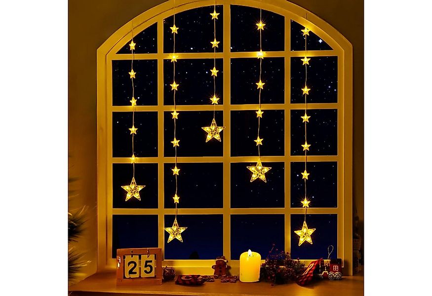 Elegear LED-Lichterkette 0,8/1,2m LED Lichtervorhang Weihnachtsdeko mit hak günstig online kaufen