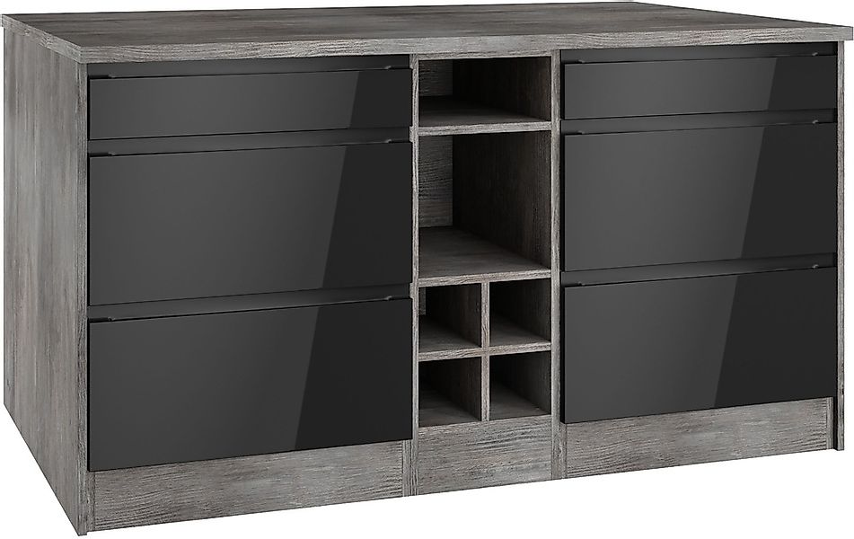 HELD MÖBEL Kücheninsel "Virginia", Breite 153 cm, MDF-Fronten, Flaschenrega günstig online kaufen