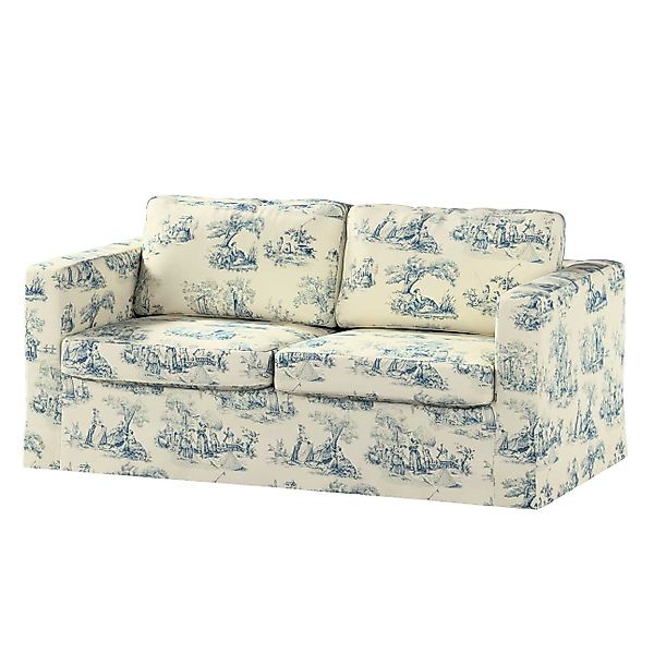 Bezug für Karlstad 2-Sitzer Sofa nicht ausklappbar, lang, creme- blau, Sofa günstig online kaufen