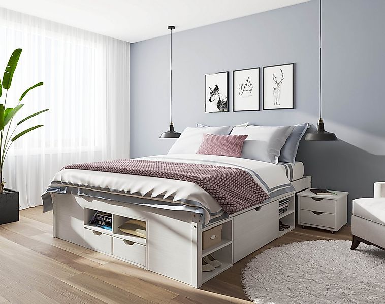 Inter Link Funktionsbett Till 160x200, aus Massivholz, mit Rollrost und Nac günstig online kaufen