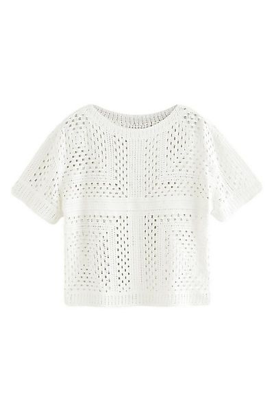 Next Kurzarmpullover T-Shirt mit gehäkeltem Ausschnitt (1-tlg) günstig online kaufen